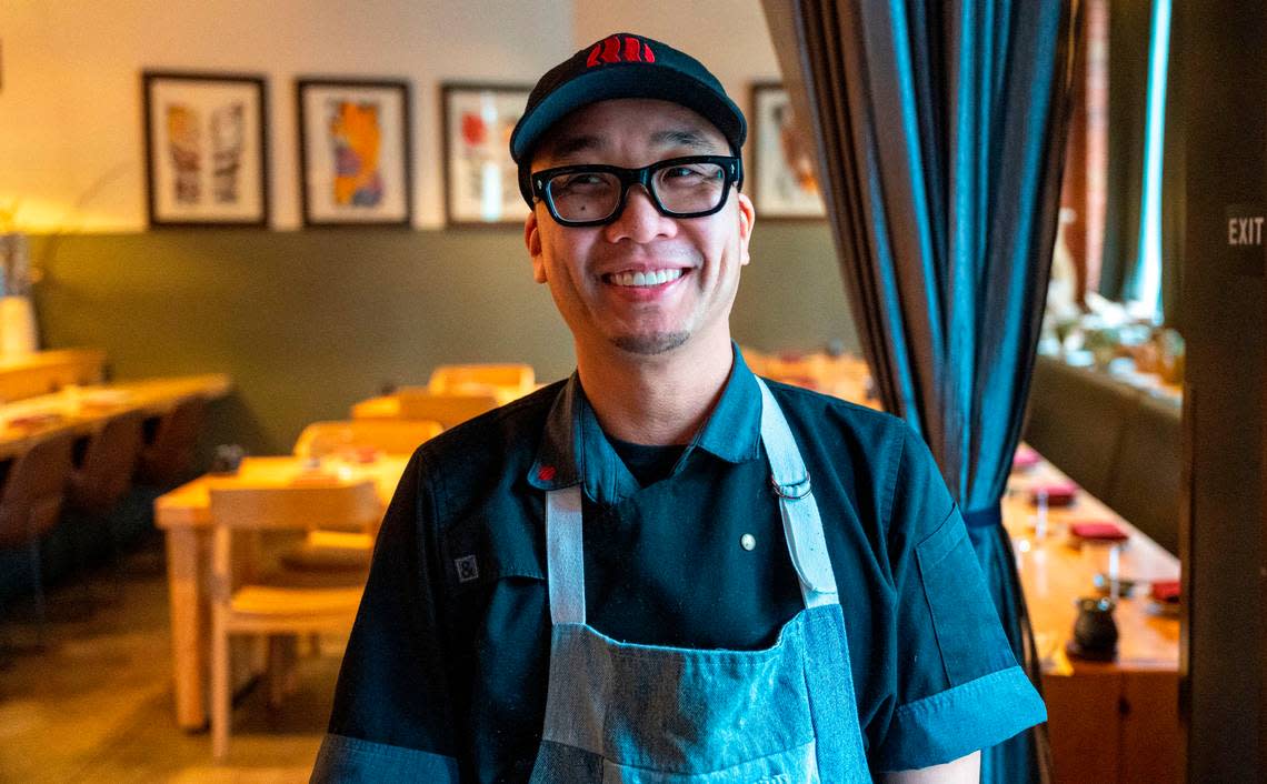 Kru Contemporary Japanese Cuisine chef and co-owner Billy Ngo stands at the East Sacramento restaurant Friday. Ngo was named a semifinalist for the James Beard Award crowning California’s best chef.