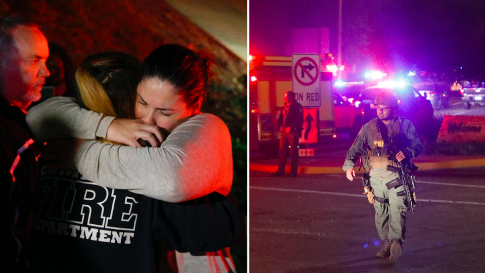 Thirteen people have died, including the gunman and a police officer, in a mass shooting at a California bar. Source: AAP