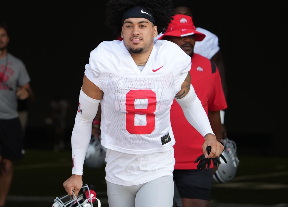 Ohio State's Lathan Ransom on Thursday practiced alongside Ja’Had Carter and Sonny Styles as the Buckeyes' started camp.