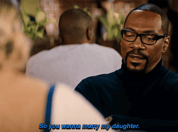 Eddie Murphy says, "So you want to marry my daughter," in You People