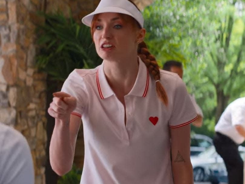 sophie turner as erica yelling at drea at a country club in do revenge