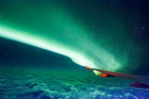 Amazing Northern Lights picture taken from plane window