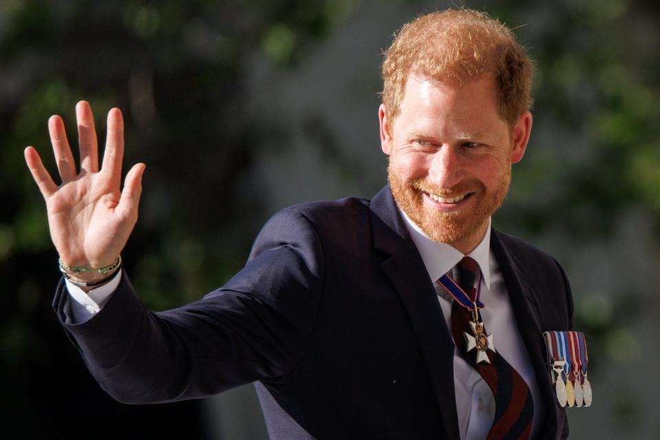 Harry was joined by Diana’s siblings, Lady Jane Fellowes and Earl Spencer, (EPA)