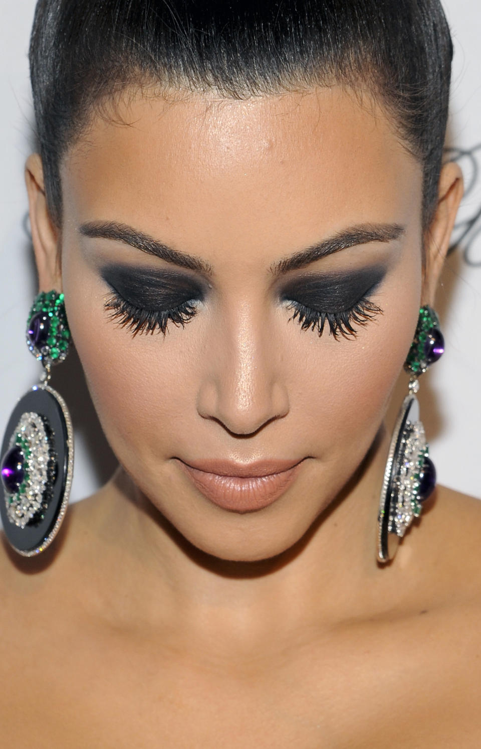 FILE - Television personality Kim Kardashian wears false eyelashes as she attends the Gabrielle's Angel Foundation for Cancer Research "Angel Ball" honors gala in New York on Oct. 17, 2011. (AP Photo/Evan Agostini, File)