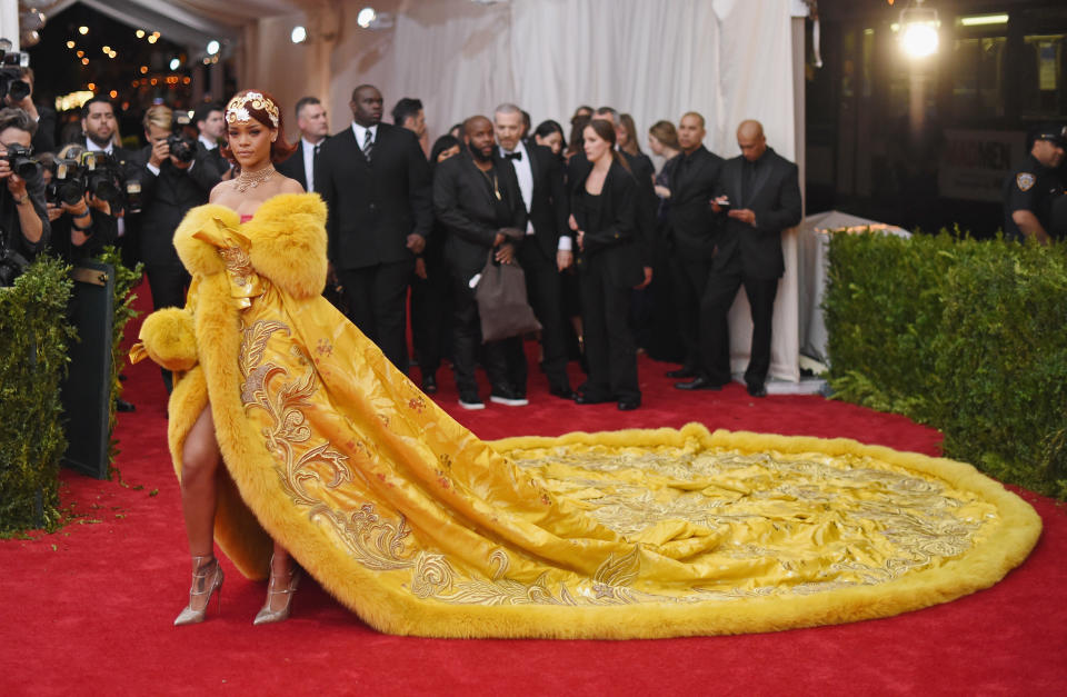 Rihanna at the Met Gala in NYC in 2015