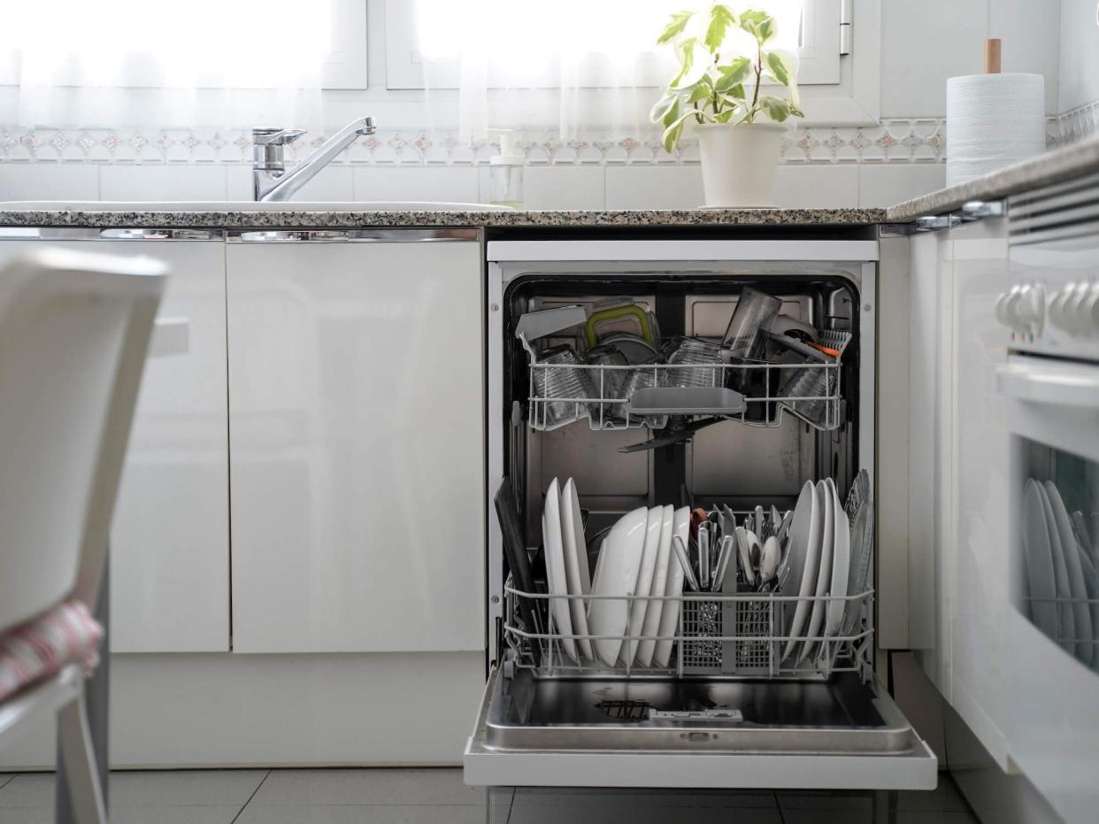 A dishwasher full of dishes