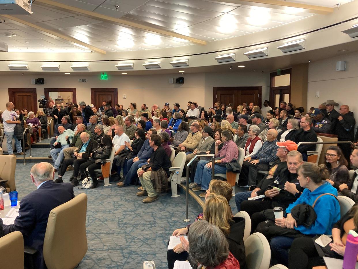 Pueblo City Council chambers were packed in the evening of Monday, Nov. 15, 2022, with the majority of onlookers showing up to voice their disapproval of a planned abortion clinic in the Bessemer neighborhood of Pueblo.