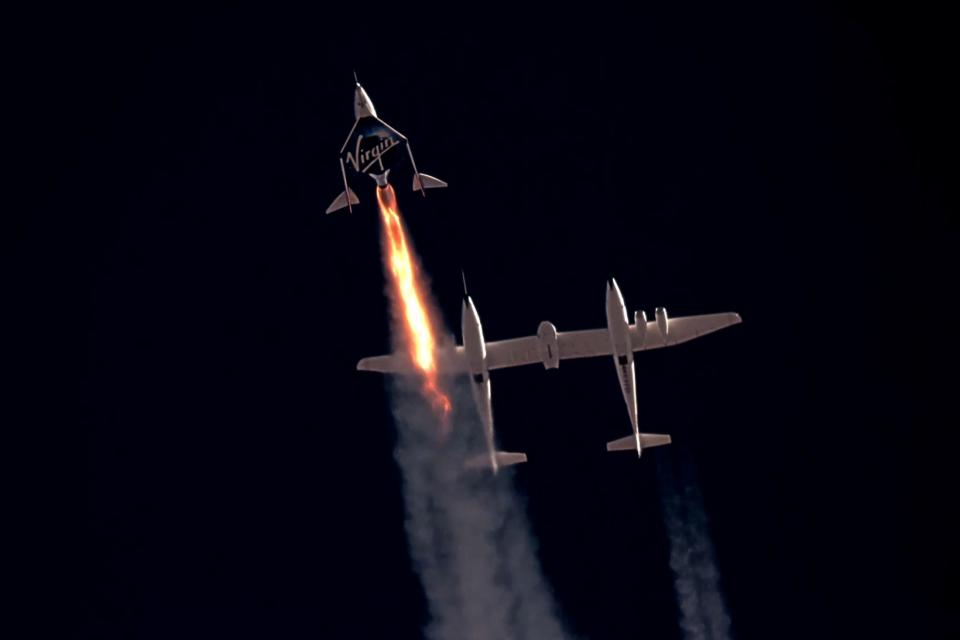 VSS Unity begins its ascent to the edge of space