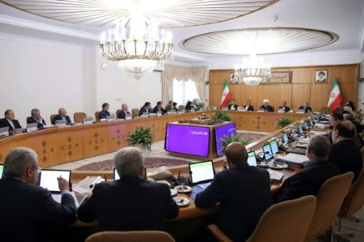 Iran's President Hassan Rouhani (back-C) chairing a cabinet meeting in the capital Tehran last week