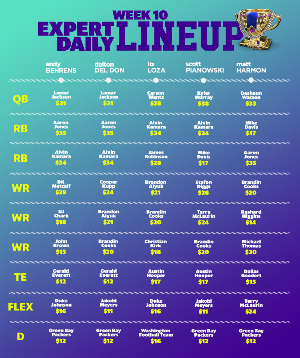 Week 10 Expert DFS lineups.