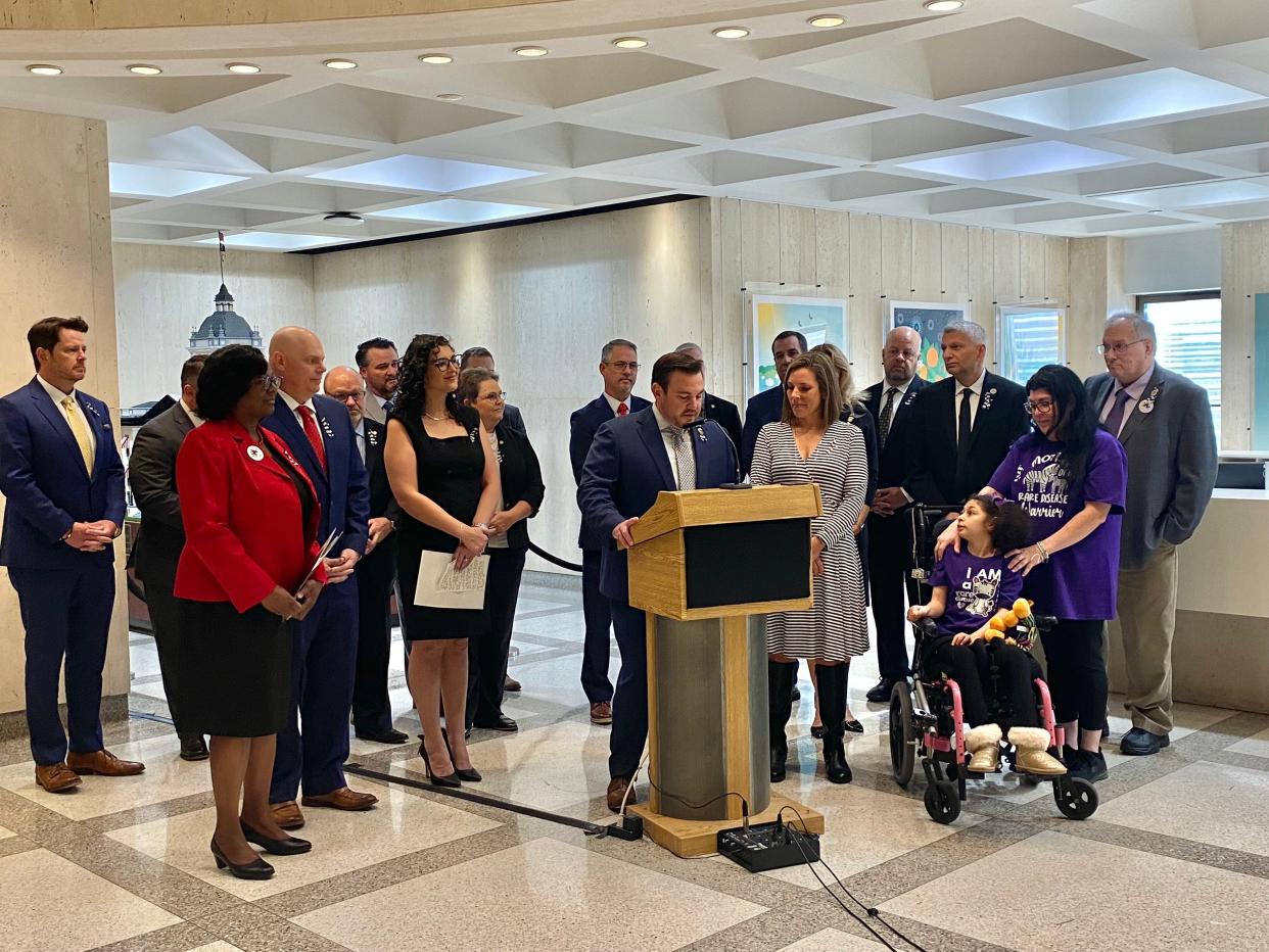 Rep. Adam Anderson held a press conference at the Florida State Capitol Thursday, Feb. 29 to recognize Rare Disease Day.