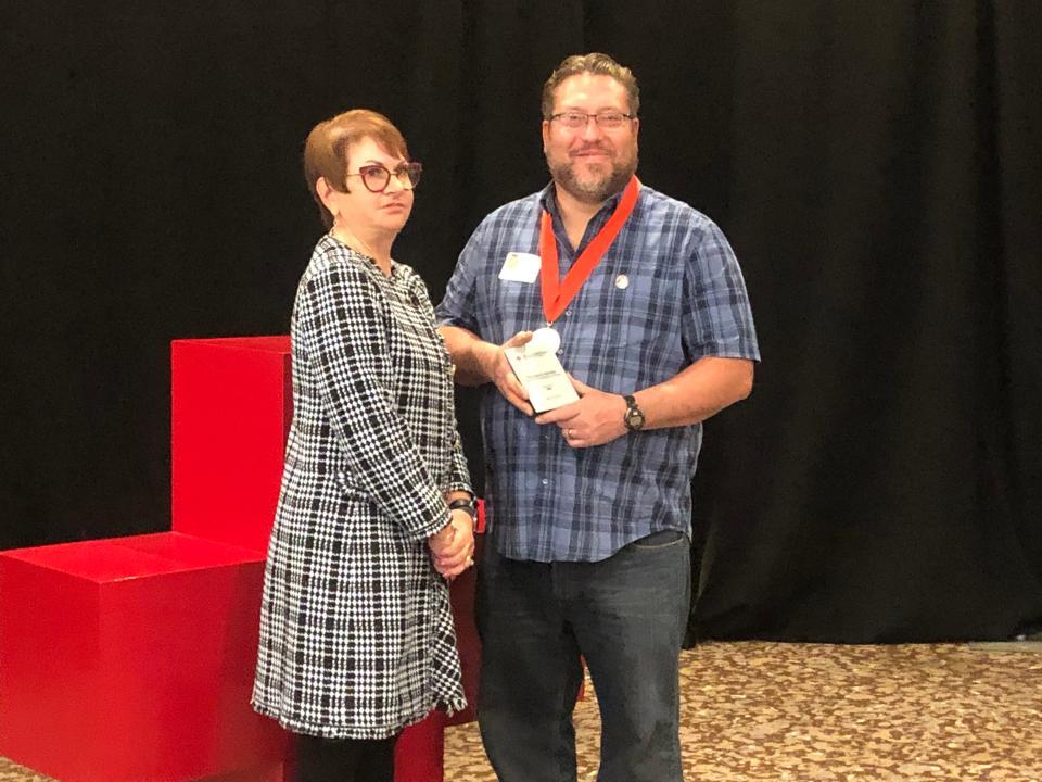 Thomas Kunkel received the American Red Cross Southern Tier Chapter "Real Heroes" Animal Rescue Award on May 25, 2023 inside Binghamton's DoubleTree by Hilton hotel.