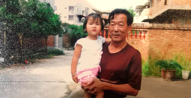 The author, Cindy Chen, with her grandfather in China. (Courtesy of Cindy Chen)<br>