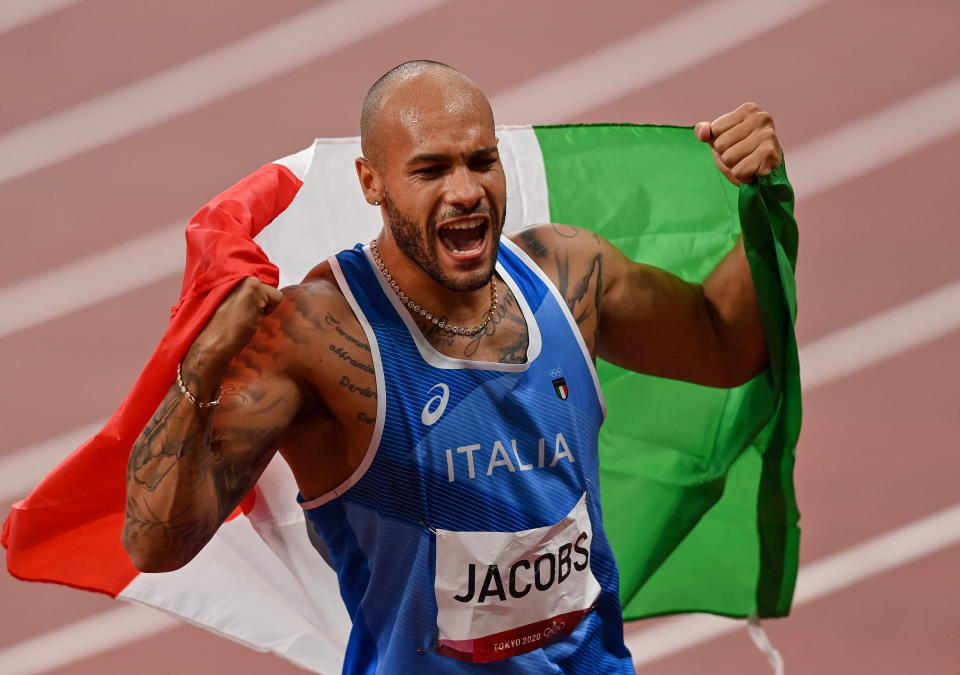 Der Italiener Lamont Marcell Jacobs gewinnt sensationell die 100 m. (Bild: Getty Images)