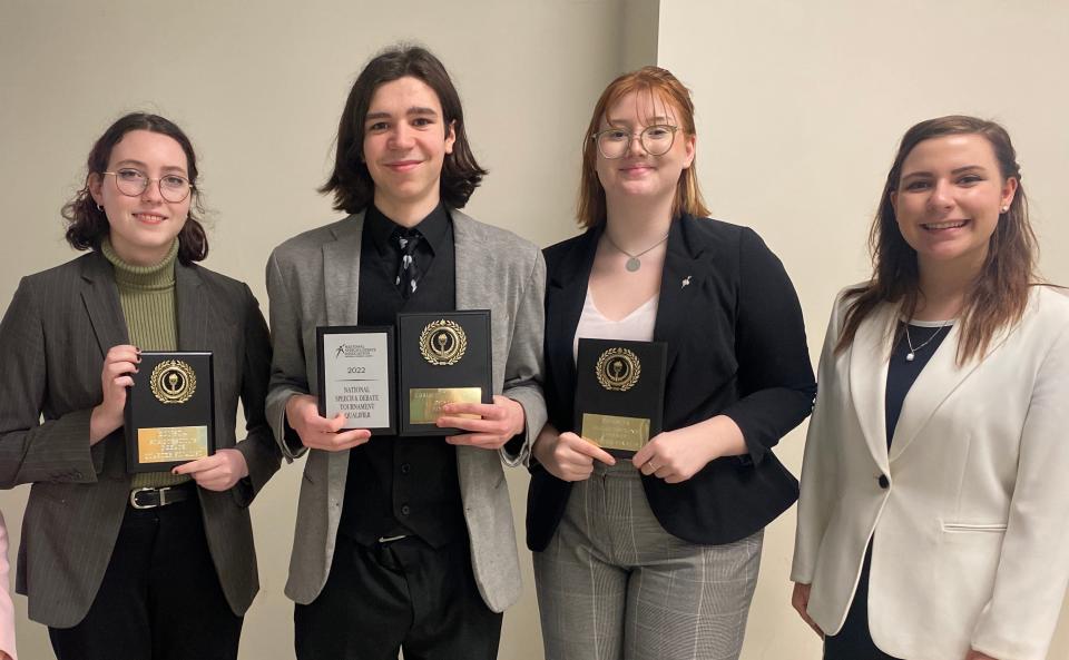 Four Louisville High School students will compete in the National Speech and Debate Association Tournament. Pictures are: Beth Balough (World Schools Debate), Noah Capo (Big Questions Debate), Maya Baxter (World Schools Debate), Jessie Stewart (World Schools Debate).