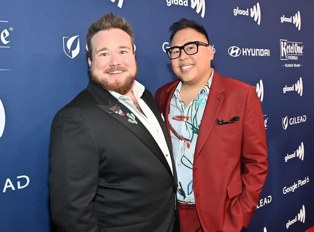 Zeke Smith (left) and Nico Santos attend the 2022 GLAAD Media Awards in Los Angeles.  (Photo: Stefanie Keenan via Getty Images)