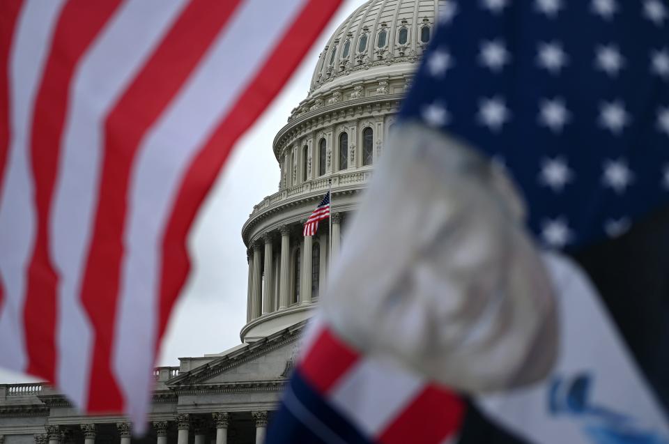 Supporters of President Donald Trump rally at the U.S. Capitol on Jan. 5, 2021.