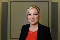 Sinn Fein's Michelle O'Neill poses for a photograph during an interview with Reuters at Parliament Buildings in Belfast, Northern Ireland January 25, 2017. REUTERS/Clodagh Kilcoyne