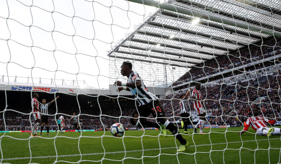 <p>Newcastle United’s Christian Atsu celebrates scoring their first goal Action Images via Reuters/Carl Recine </p>