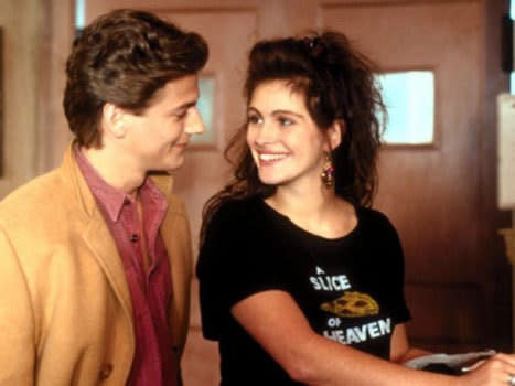 <b>Julia Roberts's </b> smile lit up the screen for movie-going audiences for the first time in the 1988 big-budget film "Satisfaction" where she starred opposite Liam Neeson and Justine Bateman. However it was actually the the movie "Bad Blood", made in 1987 and released in 1989 that is Julia's first film credit. The future star of 'Pretty Woman', 'Notting Hill' and 'Erin Brokovich' has a very small role in this family affair of a movie- she directed her two lines of dialogue to brother, Eric, who starred in the film.