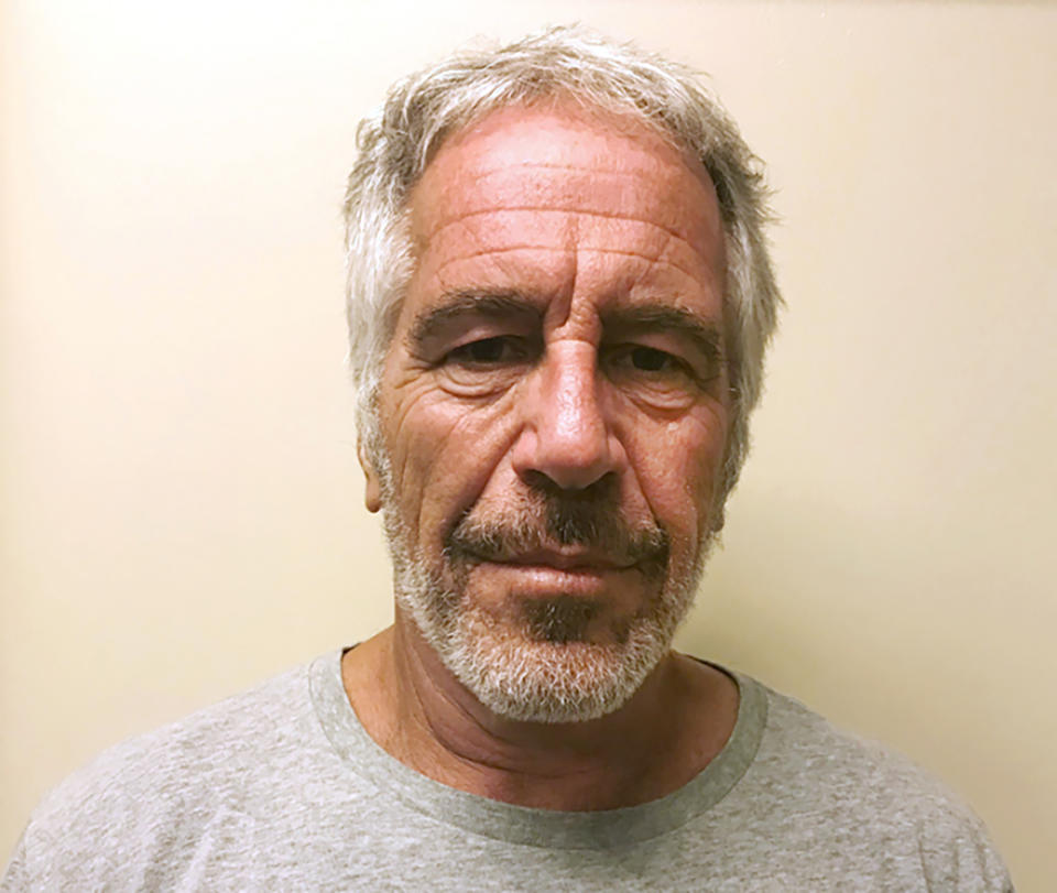 FILE - This March 28, 2017, file photo, provided by the New York State Sex Offender Registry shows Jeffrey Epstein. A previously undisclosed federal investigation into Epstein included an examination of whether he was traveling with underage girls as recently as 2018, newly released documents show. In July 2019, U.S. Marshals Service investigators spoke with an air-traffic controller who said she saw Epstein get off his private jet at an airport near his U.S. Virgin Islands retreat with two girls who appeared to be 11 or 12, according to the documents. (New York State Sex Offender Registry via AP, File)