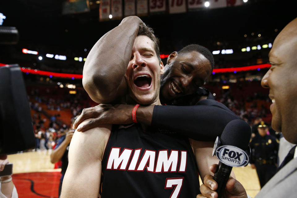 The Heat could be missing two of their three best players against the Lakers in Game 2. (Michael Reaves/Getty Images)