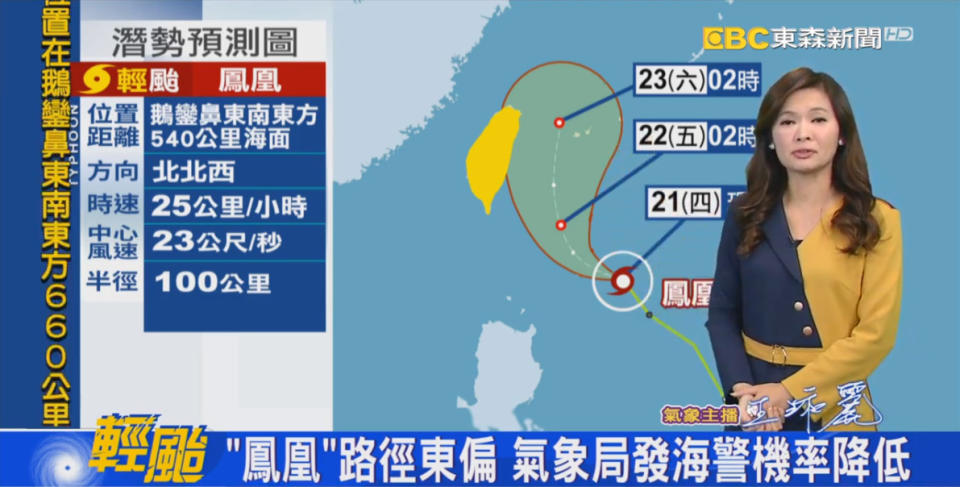 鳳凰颱風可能減弱為熱帶性低氣壓。（圖／東森新聞）