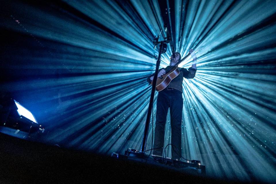 Hozier performs at the Dos Equis Pavilion in Dallas on Sunday, April 28, 2024. roman a pena/Roman A. Peña/LiveNation