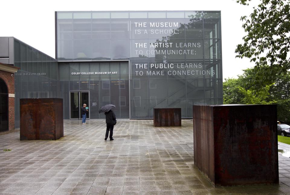 A photo made Friday, June 28, 2013, shows the new Alfond-Lunder Family Pavilion, part of the the Colby College Museum of Art. The museum will celebrate its reopening with seven exhibitions on July 13. (AP Photo/Robert F. Bukaty)