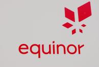 Equinor's logo is seen next to the company's headquarters in Stavanger