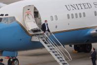 U.S. Secretary of HHS Azar walks off the plane as he arrives at Taipei Songshan Airport