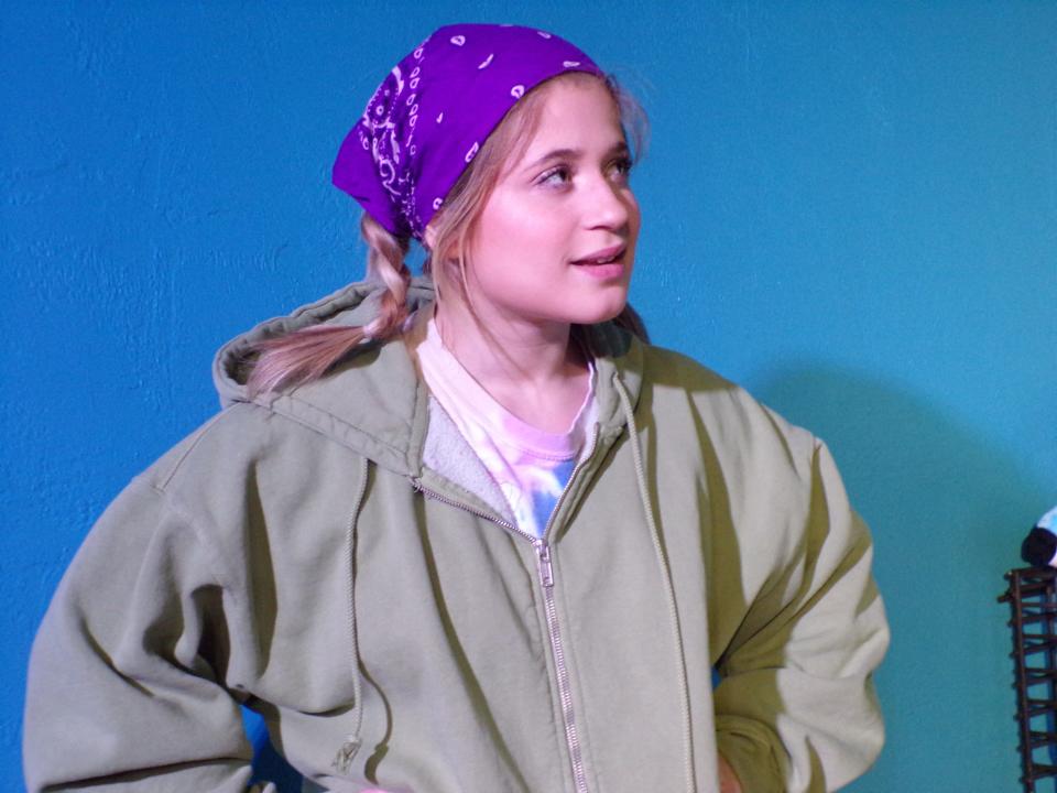 Maya Anabella in a rehearsal scene for "I and You," the season-opening play at Iron Horse Community Theatre in Ambridge.