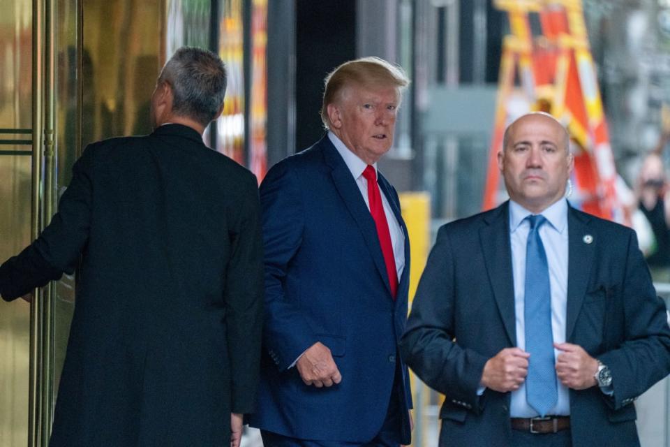 <div class="inline-image__caption"><p>Former U.S. President Donald Trump departs Trump Tower for a deposition two days after FBI agents raided his Mar-a-Lago Palm Beach home, in New York City, U.S., August 10, 2022. </p></div> <div class="inline-image__credit">Reuters/DAVID DEE DELGADO</div>