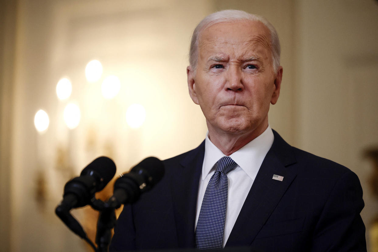 Le président américain Joe Biden prononce un discours  sur le Moyen-Orient à la Maison Blanche le 31 mai 2024 à Washington, DC.