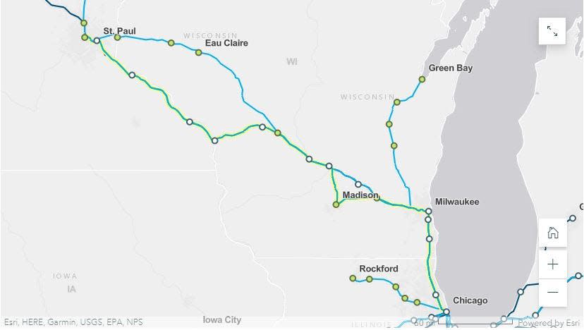 Amtrak's vision for expanding rail service in Wisconsin would include extending existing service between Milwaukee and the Twin Cities to include stops in Madison.