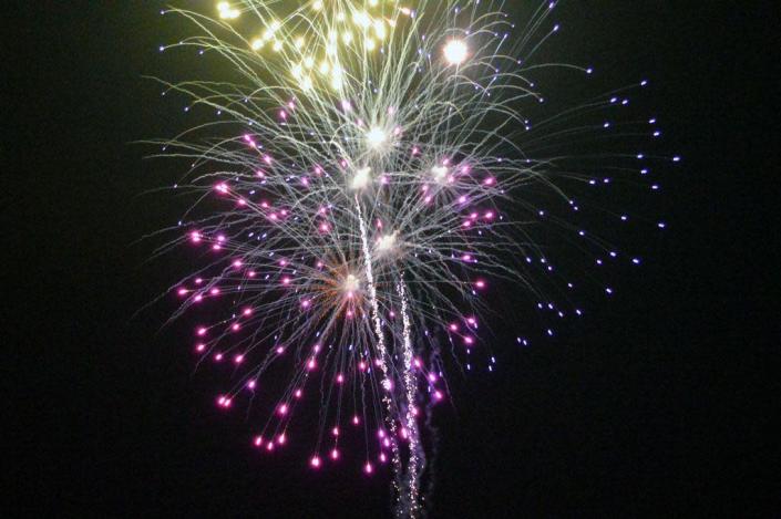 Fireworks light up the sky over Hillsdale in 2019 during the &quot;Great American Celebration&quot; show.