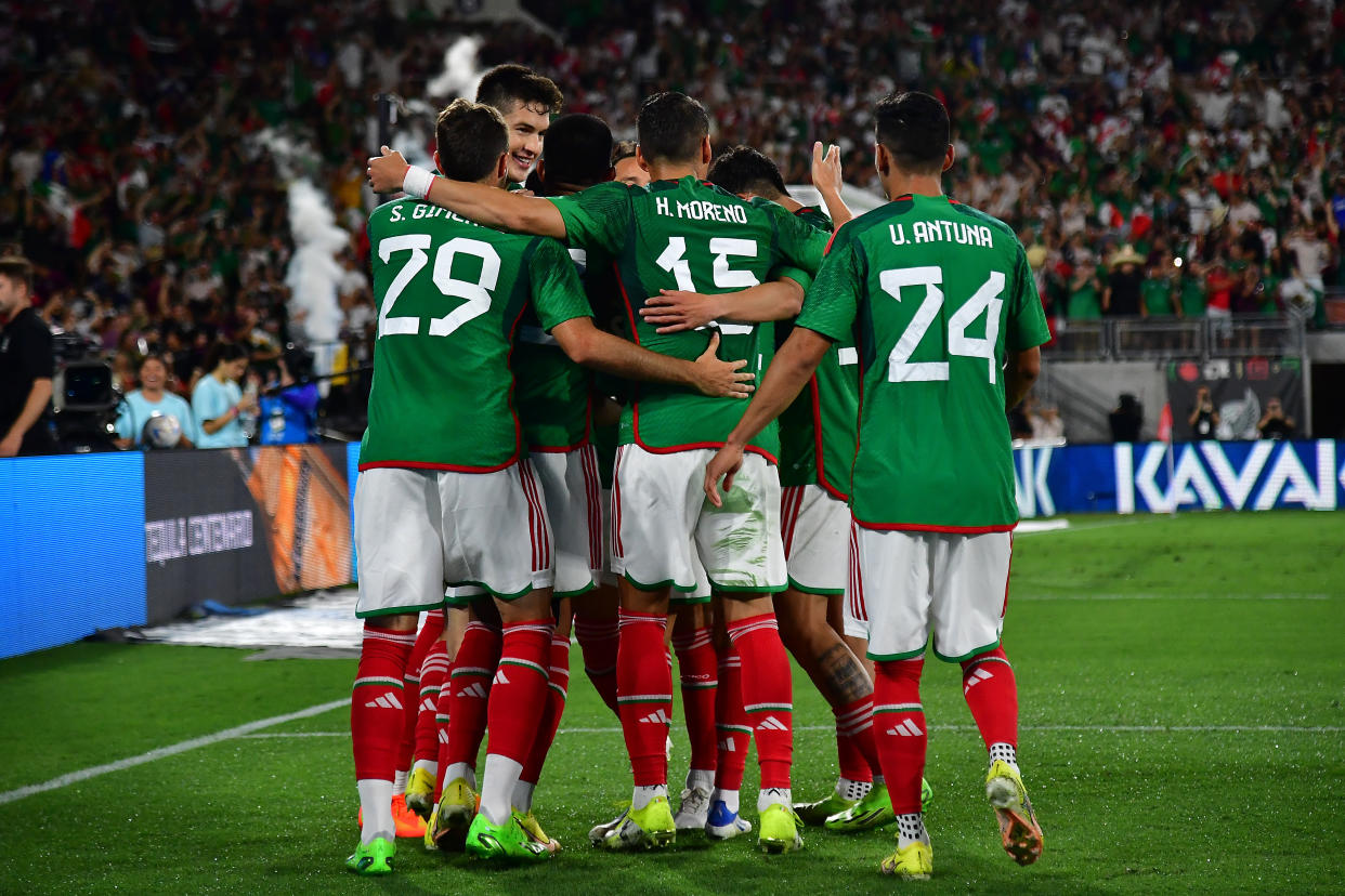 El equipo de México celebrando un gol / Foto: Gary A. Vasquez-USA TODAY Sports