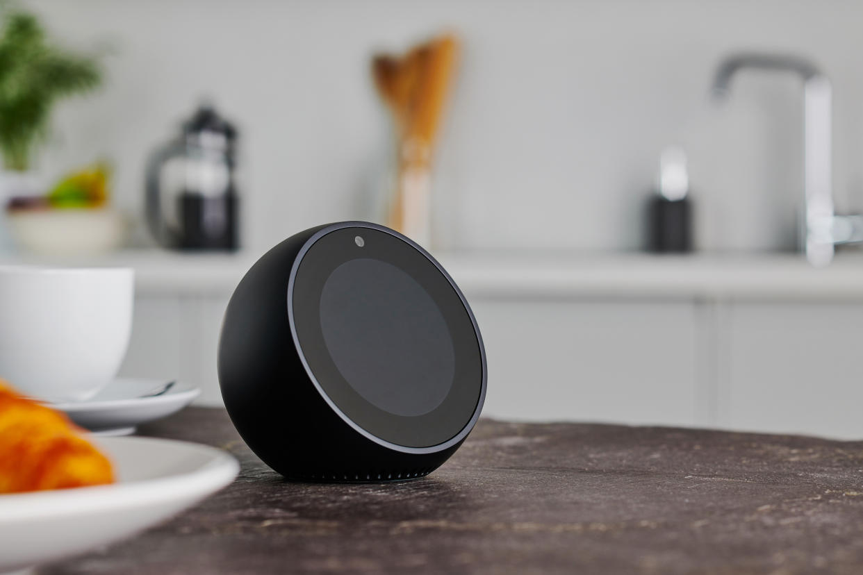 An Amazon Echo Spot smart speaker photographed on a kitchen counter, taken on January 9, 2019. (Photo by Olly Curtis/Future Publishing via Getty Images)