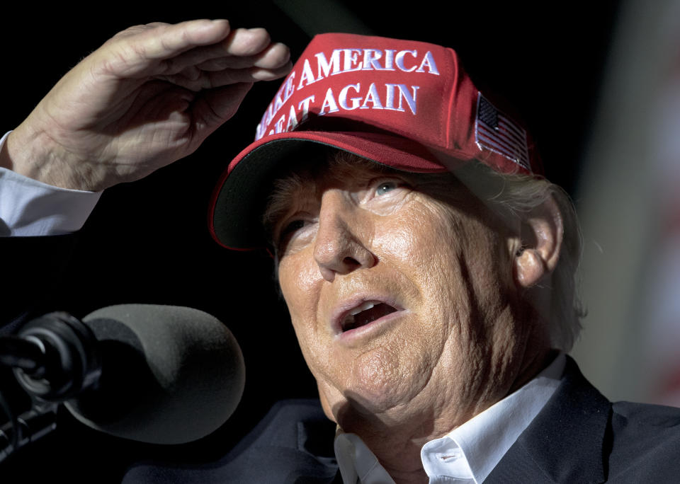 Former President Donald Trump speaks at a rally, Saturday, Oct. 22, 2022, in Robstown, Texas. (AP Photo/Nick Wagner)