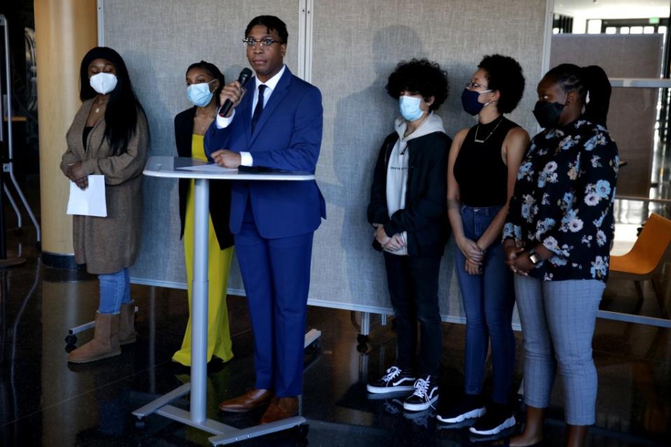 Khymani James graduated from Boston Latin Academy in 2021. Boston Globe via Getty Images