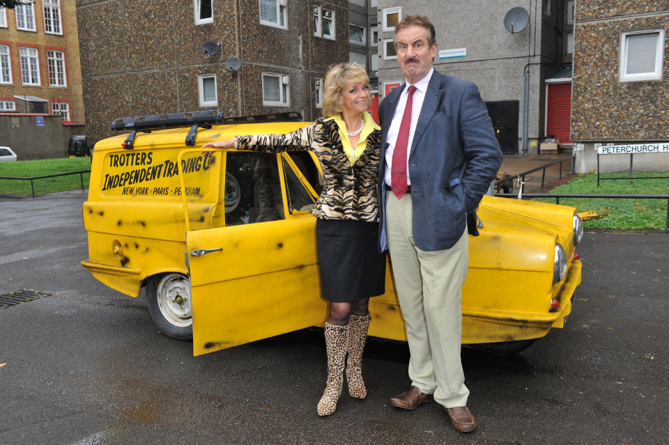 LONDON - AUGUST 23:  (EXCLUSIVE COVERAGE)  Sue Holderness and John Challis (R) attend the Gold Nelson Mandela House launch, celebrating Only Fools at 30 on Gold on August 23, 2011 in London, England.  (Photo by Jon Furniss/WireImage)