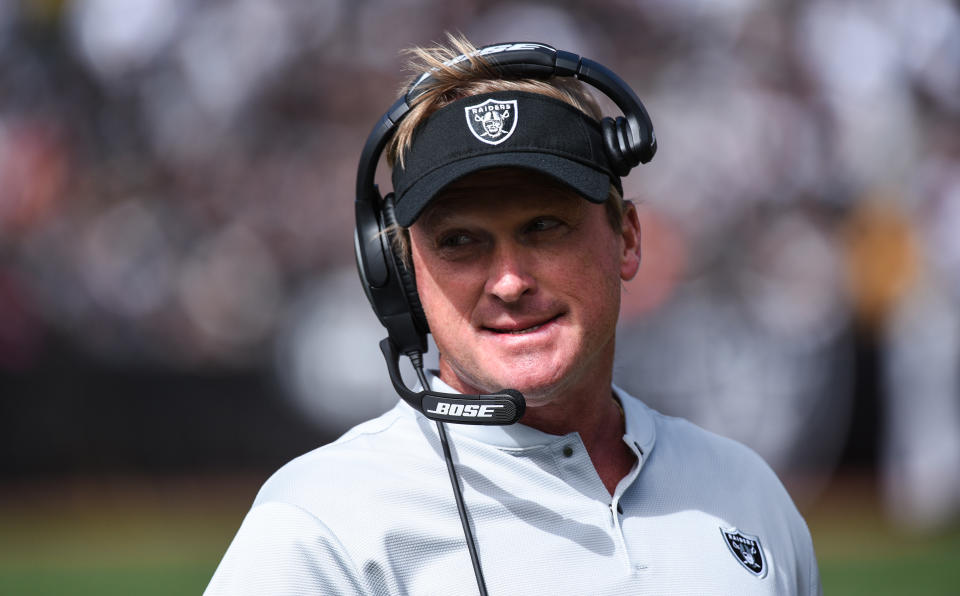 The Raiders won the first game of the new Jon Gruden era in dramatic fashion on Sunday. (Getty)