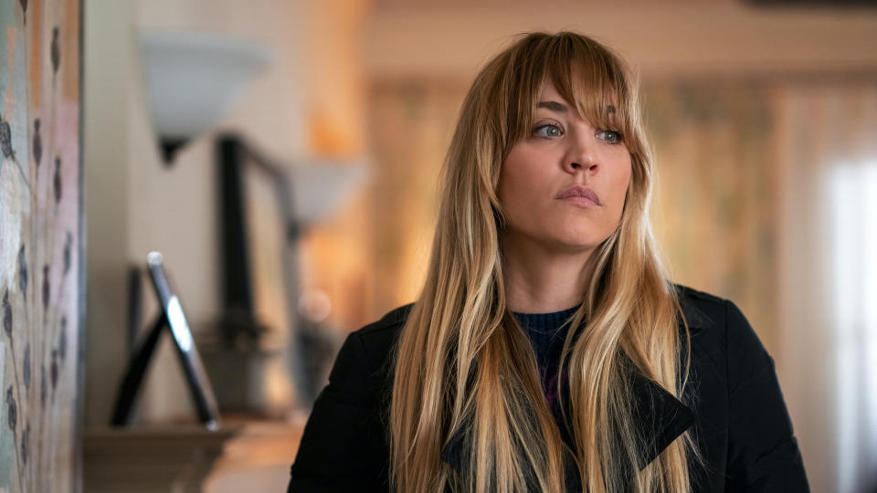 This image released by HBO Max shows Kaley Cuoco in "The Flight Attendant." Cuoco was nominated for an Emmy Award for best lead actress in a comedy series. (HBO Max via AP)