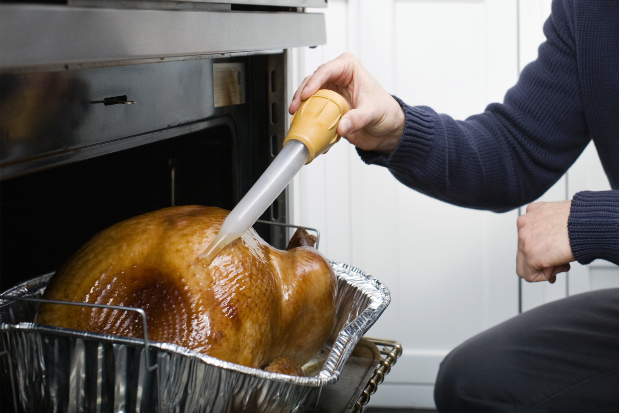 Basting the turkey