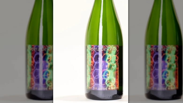 colorful wine label green bottle