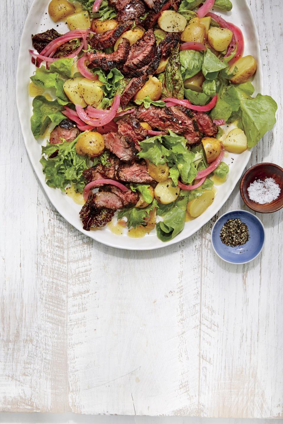 Grilled Steak Salad with Potatoes and Pickled Red Onion