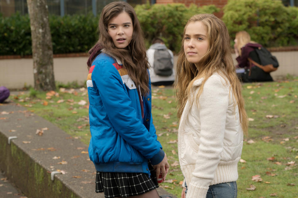 Hailee Steinfeld and Haley Lu Richardson looking back.