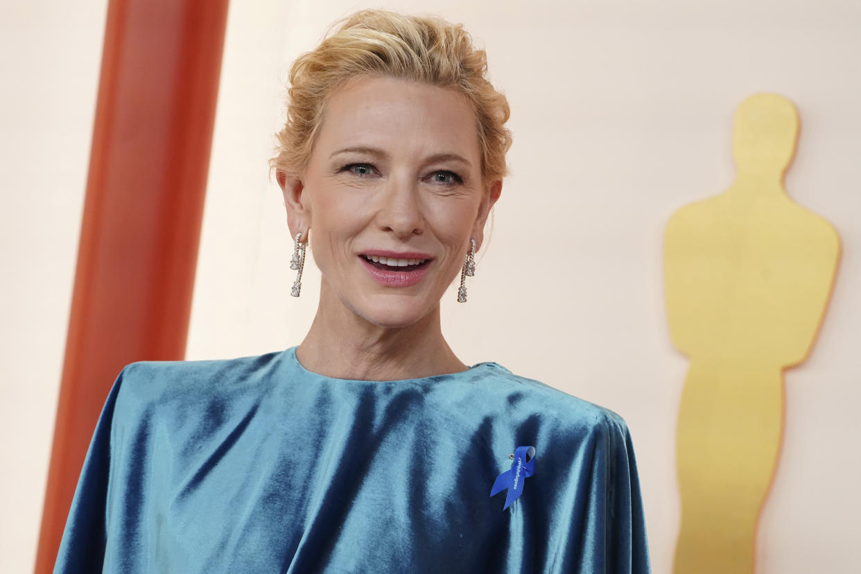 Cate Blanchett arrives at the Oscars on Sunday, March 12, 2023, at the Dolby Theatre in Los Angeles. (Photo by Jordan Strauss/Invision/AP)