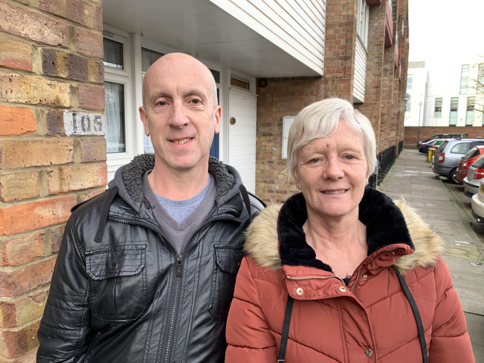 Voters Jim Thompson and Joy Day. Photo: Yahoo Finance UK / Tom Belger