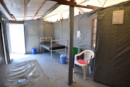 A general view shows the triage prepared for the patients who will test positive for ebola, within the General Hospital in Goma